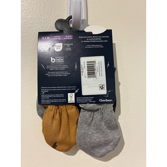 NWT Gerber 4-Count Baby Mittens - 0-3M - Picture 2 of 3